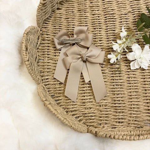 Tan 4" Grosgrain Hair Bow